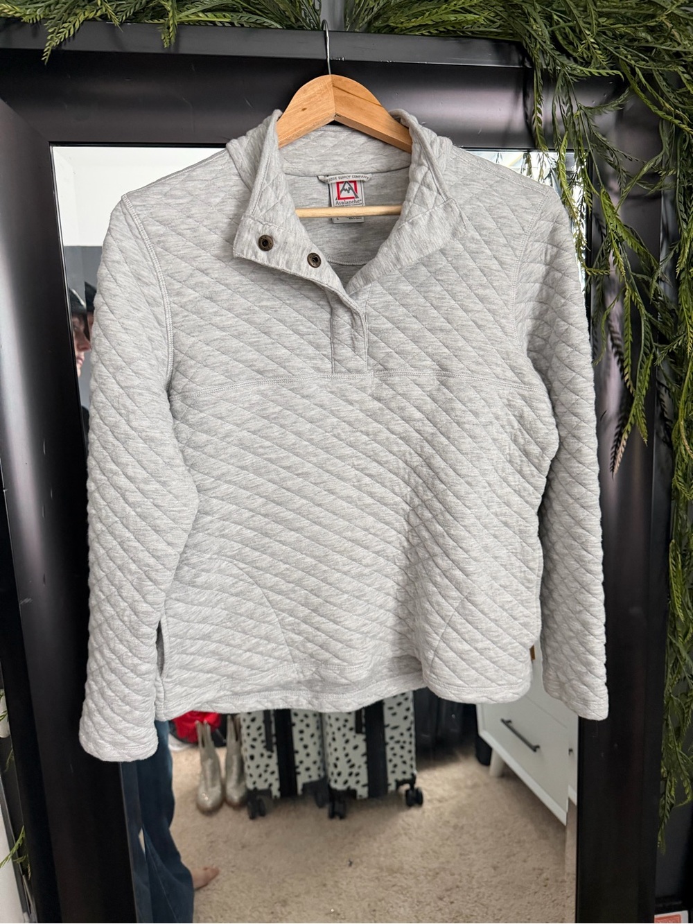 Avalanche Outdoor Supply Gray Quilted Snap Neck Pullover Sweatshirt Large - Picture 6 of 15